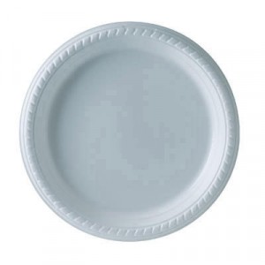 Plastic Plates, 9 Inches, White, Round, 25/Pack