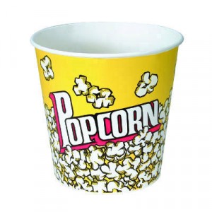 Paper Popcorn Bucket, 85 oz, Popcorn Design, 15/Pack