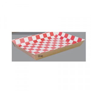 Lunch Trays, Paperboard, Red/White Check, 10.5"W x 7.5"D x 1.5"H