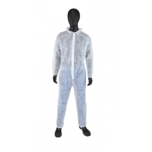 Coverall SBPP Zip Front Collar Elastic Wrist & Ankle White 4XL 25/CS
