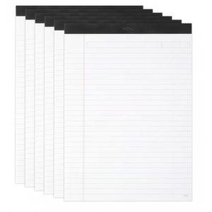 Pad Writing Pad Letter Size White/Black 50/SHT Pad 6/Pad/Pgk