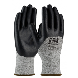 Glove G-Tek Seamless Knit PolyKor Blended with Nitrile Coated Foam Grip Black/Grey L 12/DZPR