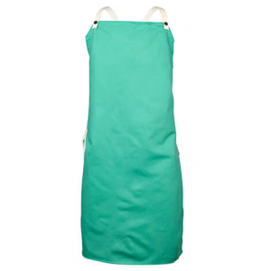FR-7A Grn Sateen Apron, 24x35-ib w/ties overtsitched & bartacked