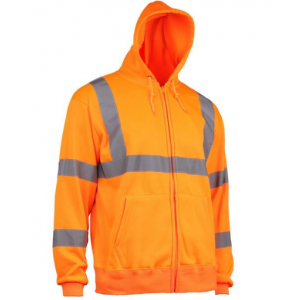 Class 3 Hooded Sweatshirt, 8oz. Fleece, Zip Front, 2in. Tape, OR Size X-Large