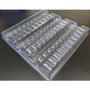 3" Clear Plastic Wafer Tray w/6 Cavaties .080 250/PK