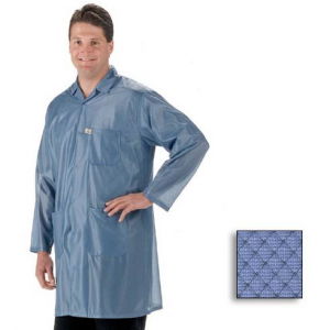 Lab Coat Lapel Collar LW Knee Length Blue 3 Pockets LG