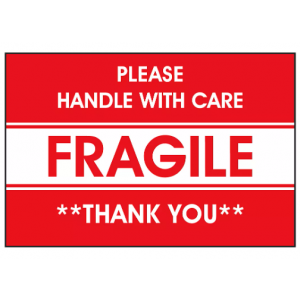 Label 2x3 "Please Handle With Care Fragile" Red/White 500/RL