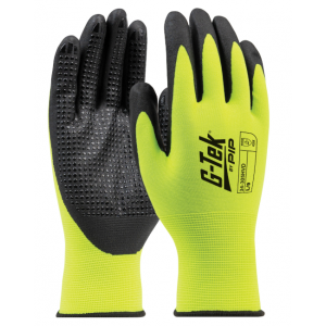 Glove Micro Dotted Grip Hi-Vis Yellow Polyester with Nitrile Coated Foam Grip