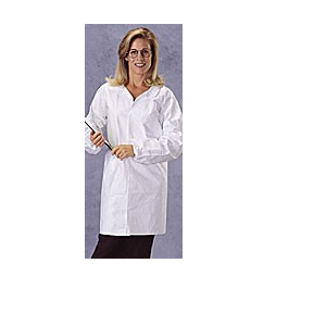 Lab Coat Tyvek Front Snaps No Pockets Elastic Wrist 30/CS