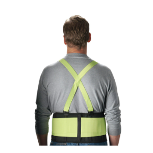 HI-VIS BACK SUPPORT BELT,  NYLON ELASTIC FABRIC W/ HI-VIS LIME YELLOW