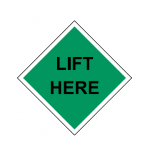 Label 2x2 "Lift Here" Green Poly W/Liner 1000/RL