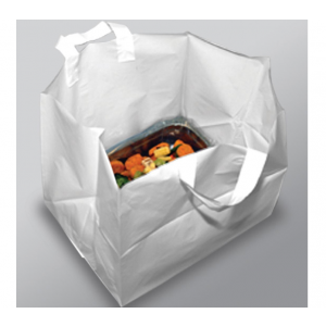 Bag Poly Gusset 24x14x15.25 3Mil  White w/Loop Handle 100/CS