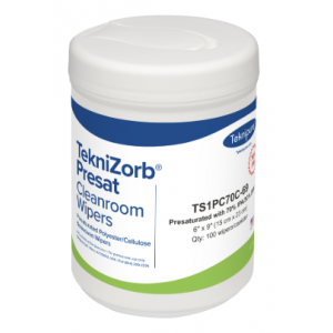 TekniZorb® Presat Polyester/Cellulose Nonwoven Cleanroom Wiper, 70% IPA, 6″x 9″ 100/CN 12/CS