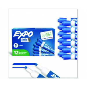 Dry Erase Marker Broad Chisel Blue Tip 12/CS