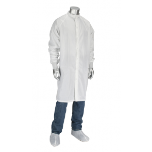 Frock 99% Polyester 1% Carbon 6 Snaps White Reusable ESD Knit Cuffs M 1/EA