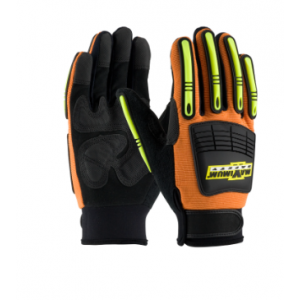 Glove Synthetic Leather Palm w/ Fabric Back Black/Hi-Vis Orange