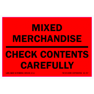 Label 3x5 "Mixed Merchandise" Fluorescent Red 500/RL