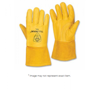 MIG Welding Gloves, 42, Top Gr Pigskin Palm/BOH/Split Cowhide Cuff, X-Large, Tan, 6 PR/PKG