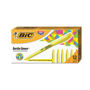 Highlighter Chisel Tip Pen Style Flourescent Yellow 12/BX