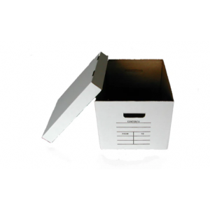 15x12x10 Record Storage Box W/Lid #3 White 10/750