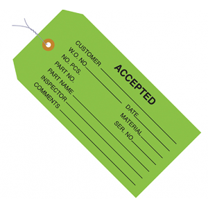 Tag 4 3/4 x 2 3/8 Green "Accepted" Shipping Tag #5 1000/CS
