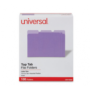 File Folders 1/3 Cut Asstd. One Ply Top Tab Purple 100/BX