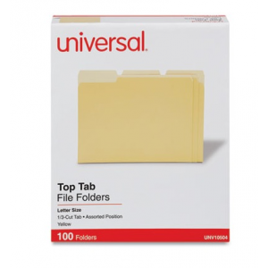 File Folders 1/3 Cut Asstd. One Ply Top Tab Light Yellow 100/BX