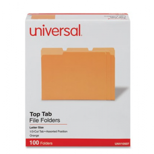 File Folders 1/3 Cut Asstd. One Ply Top Tab Orange 100/BX