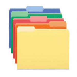 Universal Deluxe Colored Top Tab File Folders, 1/3-Cut Tabs: Assorted, Letter Size