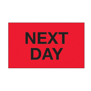 Label 3"x5" "Next Day" Fluorescent Red 500/RL