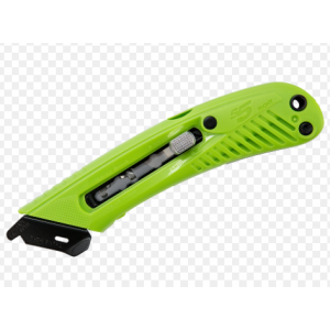 Pacific Handy Cutter E21105-1 S5 Safety Cutter, 6.12 In L, Manual-Retracting Blade, Carbon Steel, Plastic Handle, Green