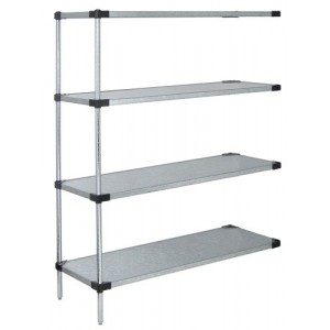 Quantum solid shelving 4-shelf add-on units - galvanized steel 18" x 36" x 54"