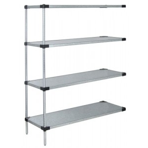 Quantum solid shelving 4-shelf add-on units - galvanized steel 21" x 60" x 63"