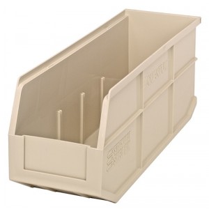 Stackable Shelf Bin 18" x 6" x 7" Ivory