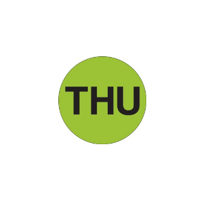 Label 1" "Thursday" Flourescent Green 500/RL 