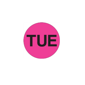 Label 1" "Tuesday" Flourescent Pink 500/RL 