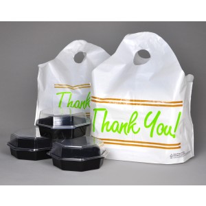 Bag Poly Gusset 16.5x6x14 1.25Mil Printed "Thank You"  w/Handle 500/CS