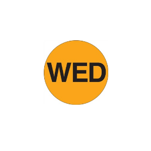 Label 1" "Wednesday" Flourescent Orange 500/RL