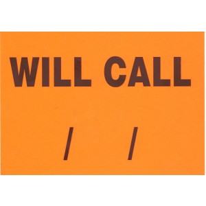 Label 5x7 "Will Call" Fluorescent Red 250/RL