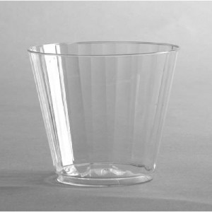 Classic Crystal Plastic Tumblers, 9 oz., Clear, Fluted, Squat, 12/Pack