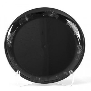 Plastic Plates, 10 1/4 Inches, Designerware Design, Black, Round, 10/Pack