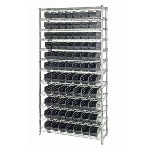 Shelf Bin Wire Shelving System 18" x 36" x 74" Black