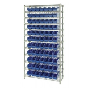 Shelf Bin Wire Shelving System 24" x 36" x 74" Blue