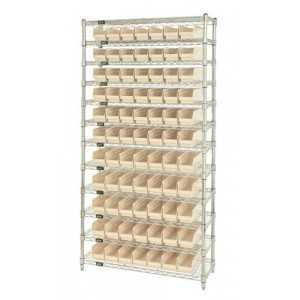 Shelf Bin Wire Shelving System 12" x 36" x 74" Ivory