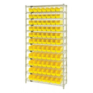 Shelf Bin Wire Shelving System 12" x 36" x 74" Yellow