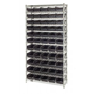 Shelf Bin Wire Shelving System 12" x 36" x 74" Black