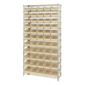 Shelf Bin Wire Shelving System 12" x 36" x 74" Ivory