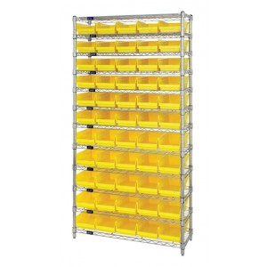 Shelf Bin Wire Shelving System 12" x 36" x 74" Yellow