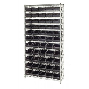 Wire shelving units complete with conductive shelf bins 18" x 36" x 75"