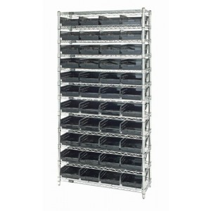 Shelf Bin Wire Shelving System 18" x 36" x 74" Black